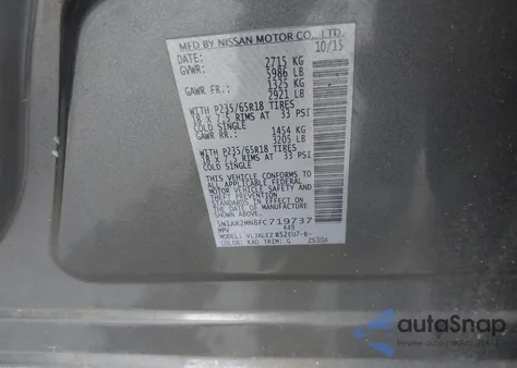 2015 Nissan Pathfinder Sv from USA, damaged, VIN 5N1AR2MN8FC719737